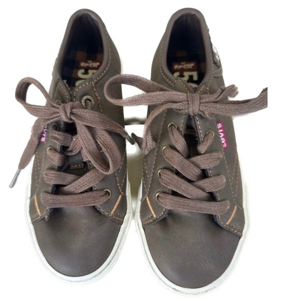 Levi's 501 Kids Brown Fashion Classic Faux Leather Mix Print Sneakers Shoes 12